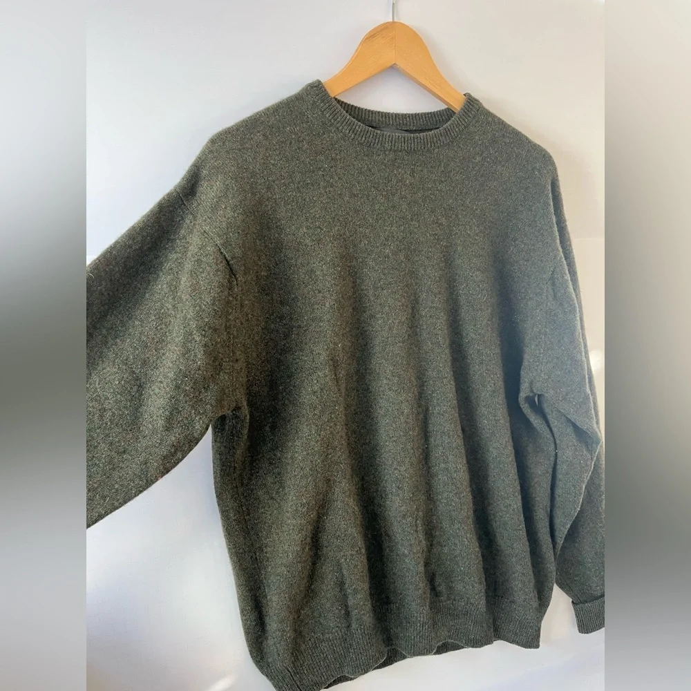The Scotch House Olive Green Sweater 100% Wool Men's Size 42 Medium Vintage Wool